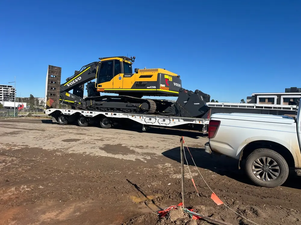 Excavator on its way to site